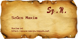Szűcs Maxim névjegykártya